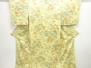 流水に草花模様小紋着物